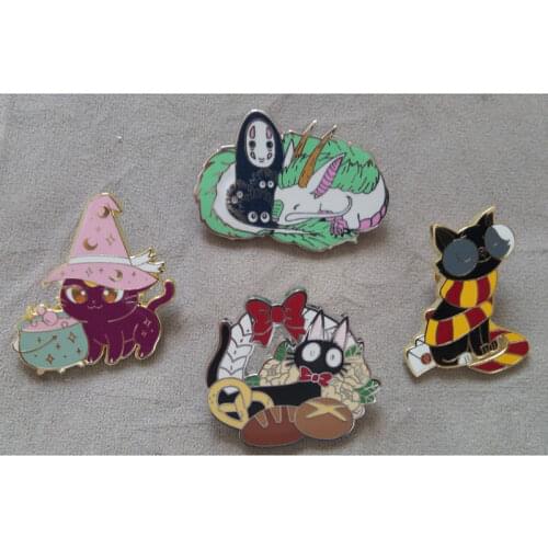 Cute Anime Dragon Hard Enamel Pins Magic Cat Brooches Women Men Lapel Badges Backpack Fashion Jewelry Gifts For Kids Friend