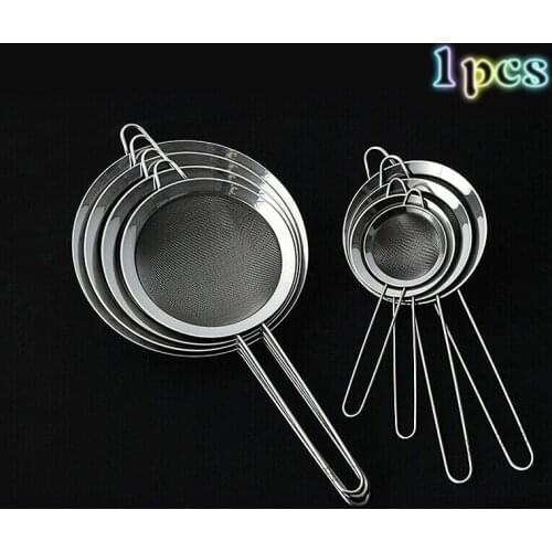 1 pcs Kitchen Stainless Steel Flour Tea Strainer Mesh Colander Sieve Filter Sifter 7/8/9/10/12/14/16/18cm