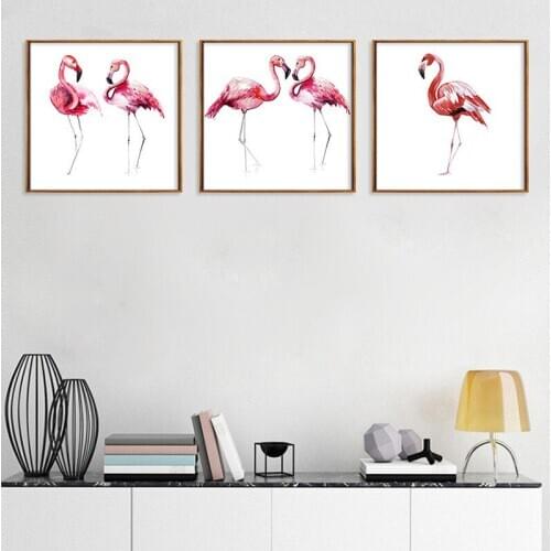 Nordic Canvas Painting Pink Flamingos Picture Wall Art Home Decor Animal Poster Living Room Bedroom Home Decor Painting