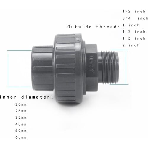 Male Thread Union Water Pipe Connector Plastic Tube Adapter Garden Irrigation Fittings 1 Pcs