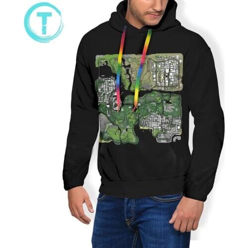 Gta San Andreas Hoodie GTA San Andreas Map Hoodies Loose Polyester Pullover Hoodie Winter Long Sleeve Hoodies