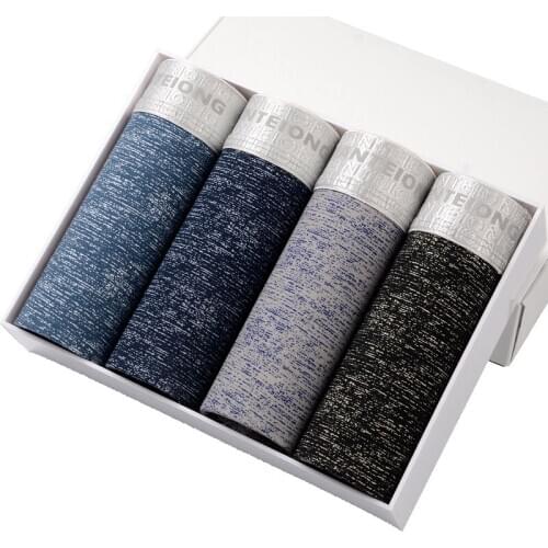 4pcs/lot Soft Underwear Boxer Men Cotton Boxers Sexy Printed Middle Waist Underpants Breathable Shorts Men Male Underwear Cueca