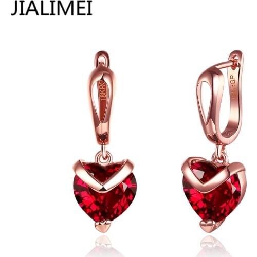 JIALIMEI 18K Real Gold Plated Gold Unique Clip Earrings with Multicolor AAA Zircon Stone Nickel, Cadmium free Jewelry E128