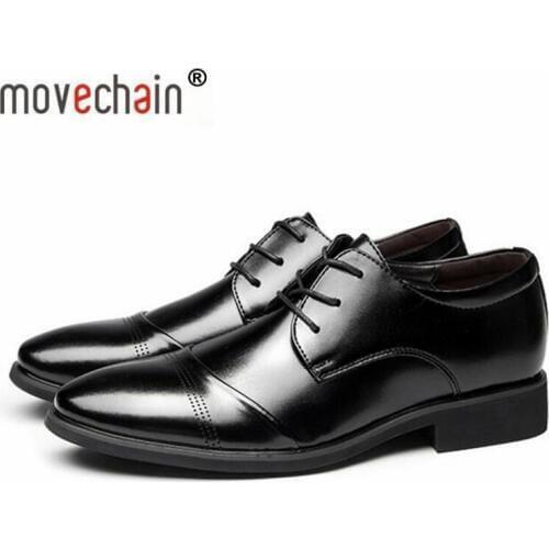 Movechain Vintage Design Mens Genuine Leather Business Shoes Fashion Men Suit Dress Casual Lace up Shoe US size 6-13 EU 38-47