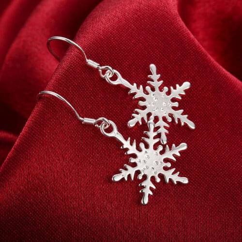 Special offer New 925 Sterling Silver Earrings for Women high quality fashion Jewelry snowflake drop earrings Christmas Gifts