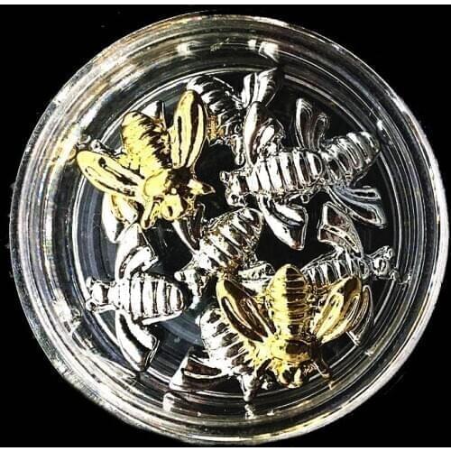 1 Bottle Nail Art Decorations Bees 3d Metal Alloy Rhinestones MIxed Charms Nailart Supplies Silver Insect Bling Design Manicure
