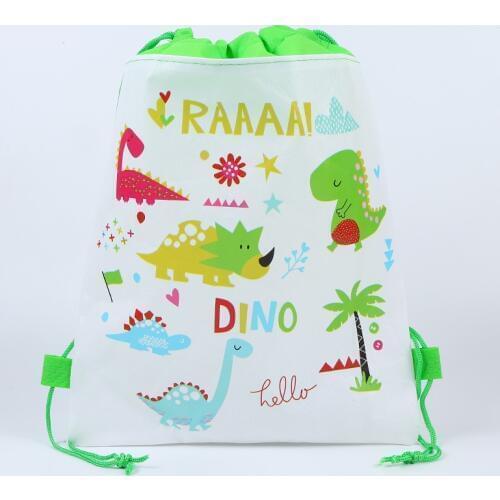 1pcs Dinosaur Party Theme Happy Birthday Party Cartoon Drawstring Bag School Backpack for Boy Girl Aniversario Party