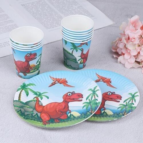 10pcs Dinosaur Paper Plates / Cups Wedding Decorations Party Supplies Tableware Baby Shower Birthday Party For Kids