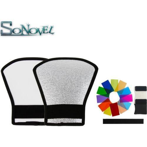 12 Colors Gel Filter Flash Diffuser Softbox Silver/White Reflector for Canon Nikon Yongnuo Speedlite Photography Studio Photo