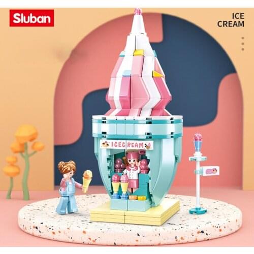 Sluban 247PCS Mini City Street View Series Coffee Shop Modle Building Block Educational Toy For Childs Birthday Christmas Gifts