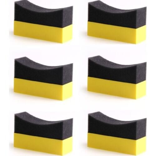 6Pcs Tire Contour Dressing Applicator Pads Gloss Shine Color Polishing Sponge Wax T3LF
