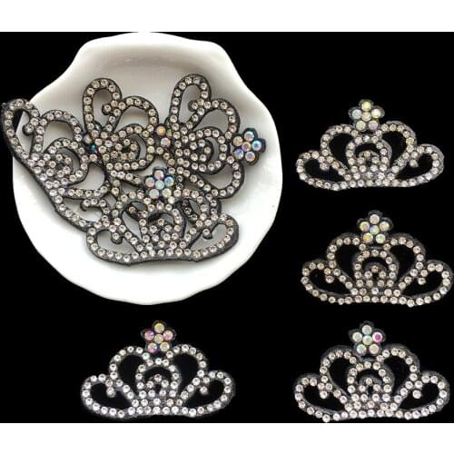 15pcs Padded Rhinestone Crown Applique for DIY Clothes Hat Shoes Sewing Patches Headwear Hair Clips Bow Decor Accessories