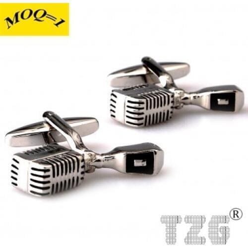 Black Microphone Cufflink Cuff Link 1 Pair Free Shipping Promotion