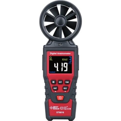 Digital Anemometer Anemometro Thermometer Color LCD Air Velocity Wind Speed Measue Gauge Air Flow Volume Meter Windmeter Alarm