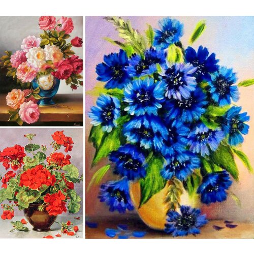 DIY 5D Diamond Painting Full Square Flower Cross Stitch Embroidery Diamond Mosaic Flowers Picture Rhinestones Crystal Needlework
