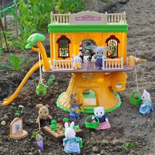 Forest Animal Multi-storey Villa Castle Squirrel Family Scene 1/12 Adventure Tree House Set Doll House Game House Girl Toy Gift