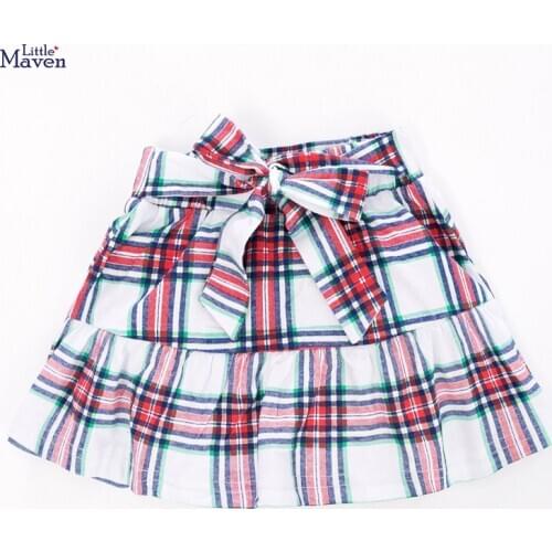 Little Maven New Summer Children Clothing Plaid Bowknot Girls 2-7yrs Cotton Knitted Casual Sands Skirts