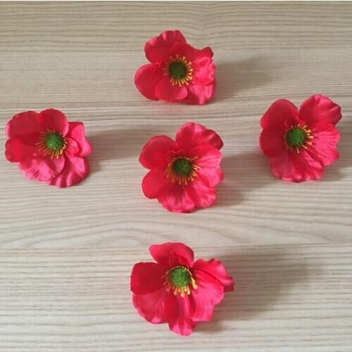 200pcs 7CM Artificial Poppy Decorative Silk Flower Heads For DIY Hair Garland Wreath Home Wedding Decoration accessory props