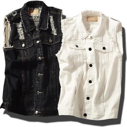 Classic Denim Vest Men Slim Fit Sleeveless Jean Jacket Vests Turn-down Collar Waistcoat For Men