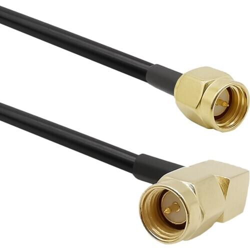 SMA Male Connector SMA Male Plug to SMA Male Right Angle Low-loss 0-6GHz RF Coaxial LMR200 Double Pigtail Extension Cable