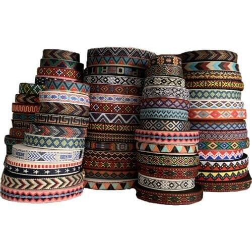 5 Yards 3/4" 2cm Lace Fabric Colorful Flower Geometric Jacquard Embroidered Ribbons DIY Apparel Wrapping Trim Sewing Accessories