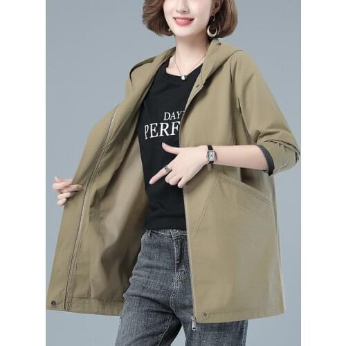 2021 New Autumn Women Jackets Long Sleeve Windbreaker Korean Loose Hooded Coat Casual Female Jacket Outwear Plus SIze 4XL