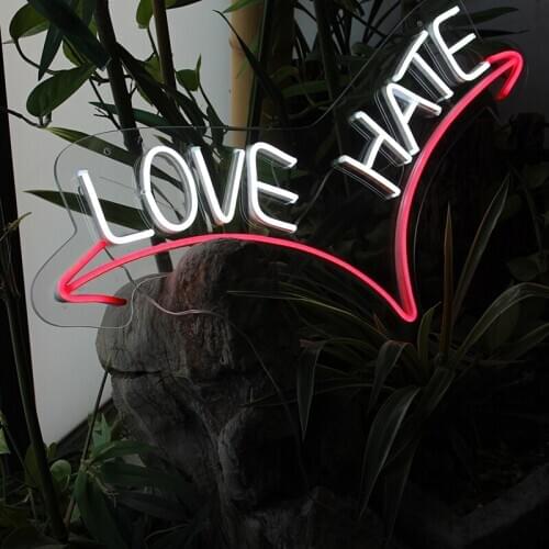 Love Hate Phrase Custom Led Neon Sign For Room Decoration Party Bar Club Hanging Wall Flex Light All Neon Store Home Decor