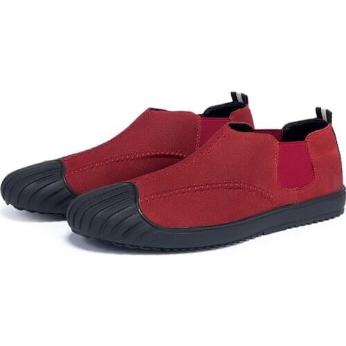 2019 mens casual shoes cow genuine Leather breathable solid slip on business spring autumn fashion shoes red black size 38-44