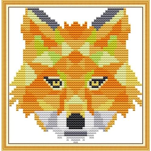 Abstract Animal - Fox cross stitch kit aida 14ct 11ct count print canvas cross stitches needlework embroidery DIY handmade