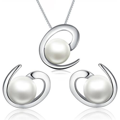 Sinya 925 sterling silver fine jewelry set include natural freshwater pearls earring and pendant necklace choker for women gift