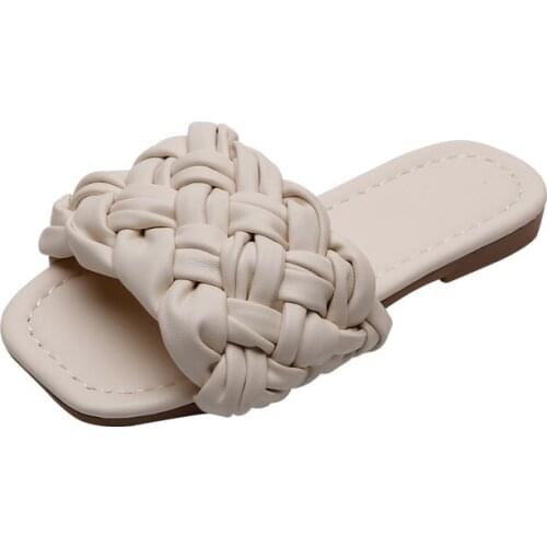 2021 new girls sandals summer wear woven sandals beach shoes indoor slippers flat bottom fashion casual