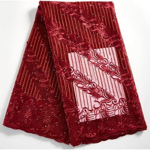 Zhenguiru New Arrival African Lace Fabric Bright Diamond French Lace Fabric Embroidered Nigerian Fabric For Women Wedding A2299