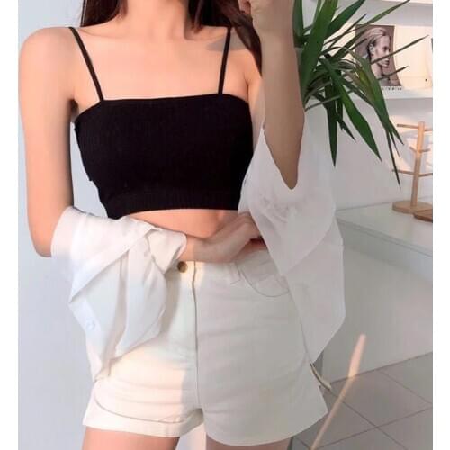 Solid Color Sexy Tank Crop Tops Women Summer Basic Crop Top Streetwear Sleeveless Camis Cool Girls Cropped Tee Camisole Femme