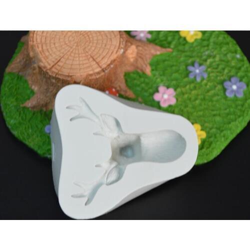 Food Grade Cute Deer Head Shape Fondant Cake Border Decoration Mold Chocolate Handmade Soap Mold DIY Baking Tools
