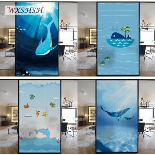 Sea Whale Custom Size Window FIlm Static Cling Privacy Protection Heat Control Removable Home Decoration Tint Film 40cmx100cm