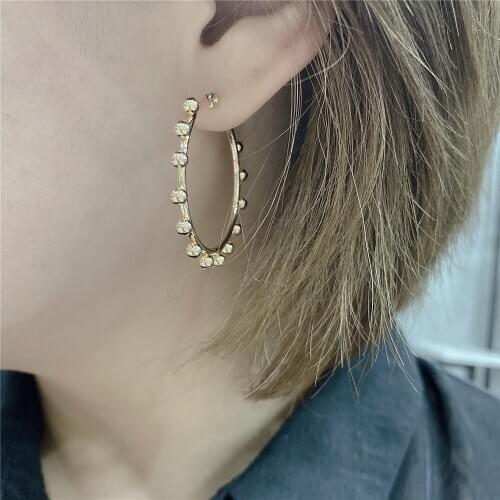 Causal Basic Item Gold Color Plating Varies Shape Hoop Earrings For Women Girl Unique Special Daily Wearing Accessories