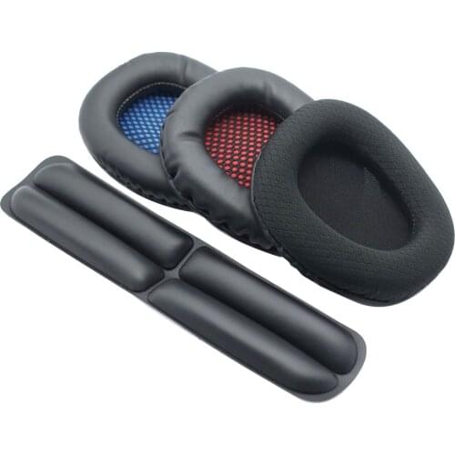 Ear Cushion Headphones Repair for Sades SA-903 Gaming Mesh Fabric Cloth Protein PU Leather Balck Blue Red