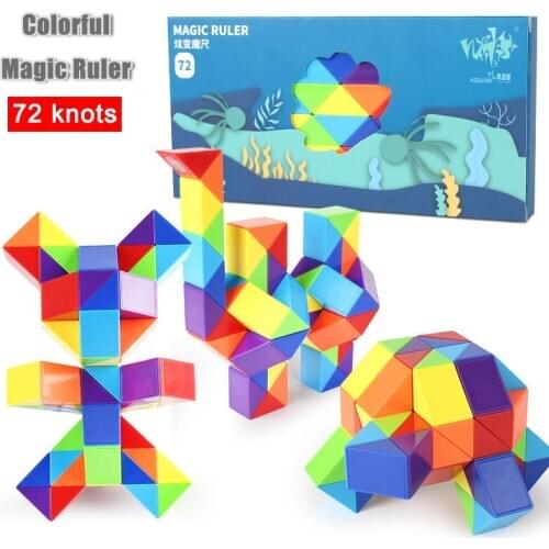 3D Magic Ruler Toys Multicolor Puzzle Antistress Cube Twist Snake Folding Educational Toy for Kids Magic Cube Toys