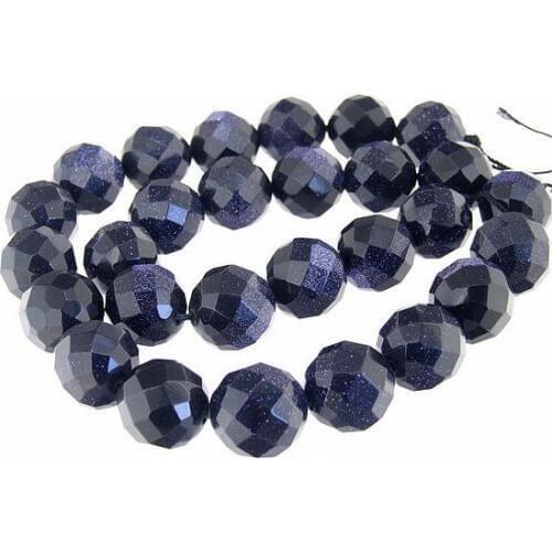 Unique Pearls jewellery Store Superb Faceted Shiny Blue Sunny Stone 14mm Gemstone Loose Beads 15'' Full One Strand LC3-256