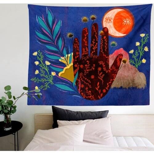 Magic Hand Tarot Tapestry Wall Hanging Moon Phase Tapestries Botanical Bedroom Decor Hippie Boho Wall Decor Decoration