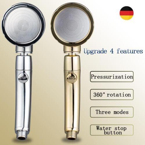360 Degree Rotating Shower Head Adjustable Water Saving Shower Head 3 Mode Shower Water Pressure Shower Head With Stop Button U3