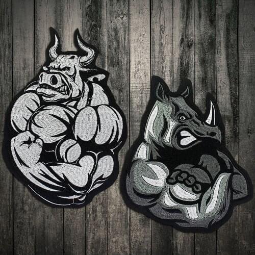 Embroidered Cattle Head Patches Iron On Sticker Heat Transfer For Clothing Jackets Shirts Cool Decoration