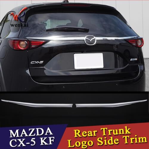 WK Car Rear Trunk Logo Side Trim ABS Chrome 2PCS For Mazda CX-5 2017 2018 Tailgate Lid Molding Cover Glossy Silver Accessories
