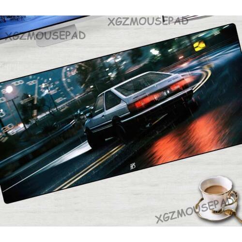XGZ Anime Initial D First Stage Large Gaming Mouse Pad Black Lock Edge Computer Table Mat Speed Rubber Non-slip Custom Carpet