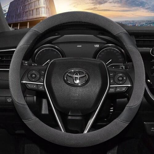 Suede Cow Leather Car Steering Wheel Cover 15 inch/38cm for Toyota Camry Corolla Harrier Fortuner Yaris CHR Vios Prius Alphard