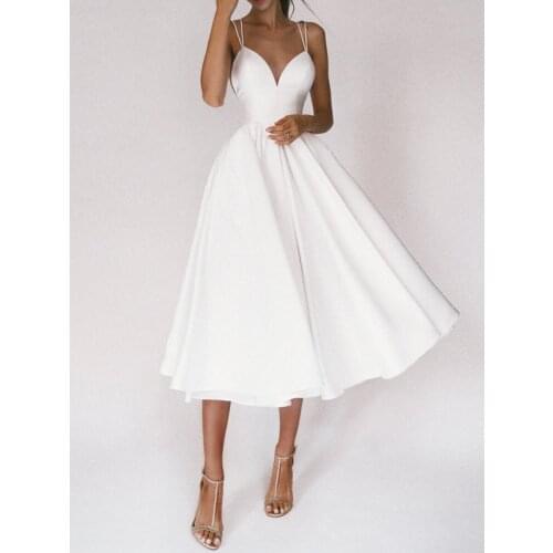 Women Sweet Dress Knee Length Sleeve Sling Strapless Spaghetti Strap Sexy Club Party Night Dress Solid Feminino Vestidos Wedding