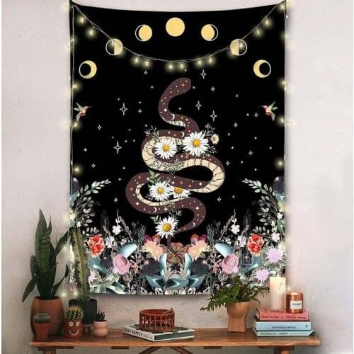 The Snake Flowers Moon Art Living Room And Bedroom Wall Decor Indian Mandala Tapestry