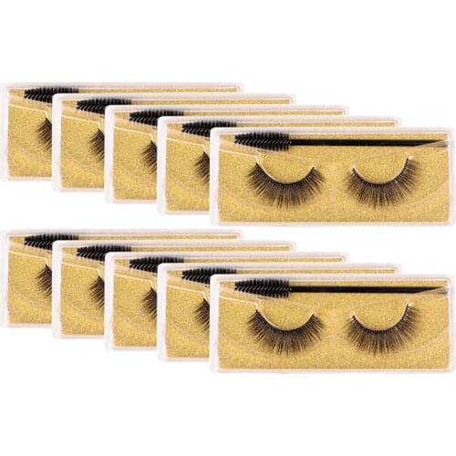 10pairs Daily Fluffy 3D Natural Faux Long Mixed Fake With Brushes Party Makeup Cilios Thick Lashes Stage False Eyelashes