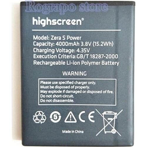 100% New 4000mAh High Quality Replacement Battery For Highscreen Zera S Power Mobile Phone Batteries+ track code