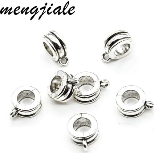 18pcs Antique Silver Round Shape Spacer Loose Beads Alloy Metal Clips Charm For DIY Bracelet Jewelry Accessories Making 10*5mm